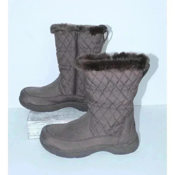 L.L. Bean Womens Winter PRIMALOTT TEC 2 Boots, Brown Faux Fur Mid Calf Sz. 9.5W - Picture 4 of 11